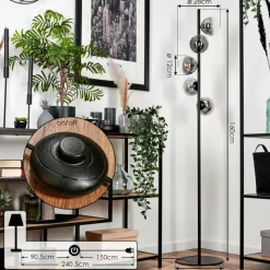 hofstein Lampadaire - Verre Remaisnil Clair, Fumé, 5 lumières