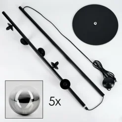 hofstein Lampadaire - Verre Remaisnil Clair, Fumé, 5 lumières