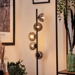 hofstein Lampadaire - Verre Remaisnil Clair, Fumé, 5 lumières