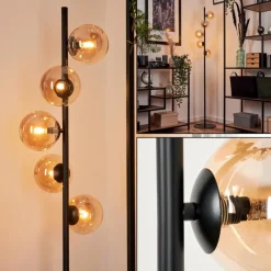 hofstein Lampadaire - Verre Remaisnil Ambre, 5 lumières