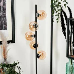 hofstein Lampadaire - Verre Remaisnil Ambre, 5 lumières