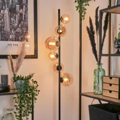 hofstein Lampadaire - Verre Remaisnil Ambre, 6 lumières