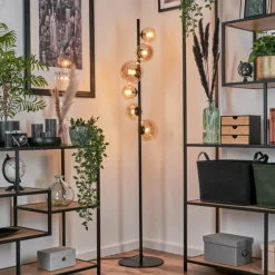 hofstein Lampadaire - Verre Remaisnil Ambre, 6 lumières