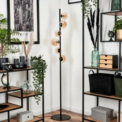 hofstein Lampadaire - Verre Remaisnil Ambre, 6 lumières