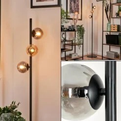 hofstein Lampadaire - Verre Remaisnil Ambre, Fumé, 3 lumières