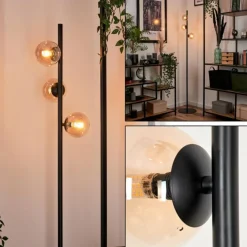 hofstein Lampadaire - Verre Remaisnil Ambre, 3 lumières