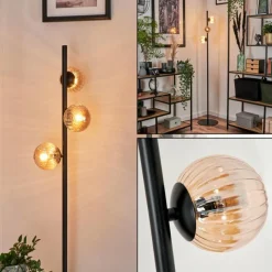 hofstein Lampadaire - Verre Remaisnil Ambre, 3 lumières