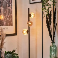 hofstein Lampadaire - Verre Remaisnil Ambre, 3 lumières