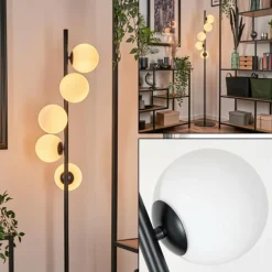 hofstein Lampadaire - Verre Remaisnil Blanc, 5 lumières