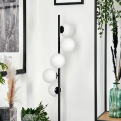 hofstein Lampadaire - Verre Remaisnil Blanc, 5 lumières