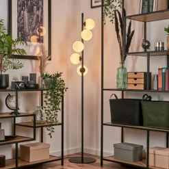 hofstein Lampadaire - Verre Remaisnil Blanc, 5 lumières