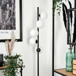 hofstein Lampadaire - Verre Remaisnil Blanc, 5 lumières