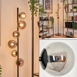 hofstein Lampadaire - Verre Remaisnil Fumé, 6 lumières