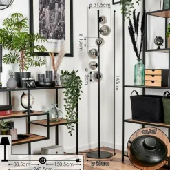 hofstein Lampadaire - Verre Remaisnil Fumé, 6 lumières