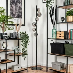 hofstein Lampadaire - Verre Remaisnil Fumé, 6 lumières