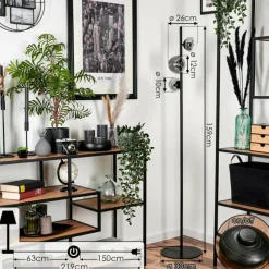 hofstein Lampadaire - Verre Remaisnil Clair, Fumé, 3 lumières