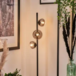 hofstein Lampadaire - Verre Remaisnil Clair, Fumé, 3 lumières