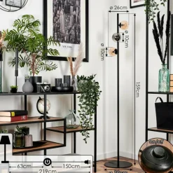 hofstein Lampadaire - Verre Remaisnil Ambre, Fumé, 3 lumières