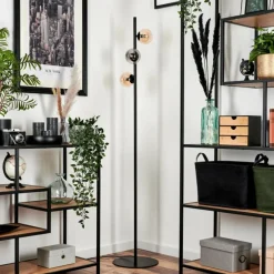 hofstein Lampadaire - Verre Remaisnil Ambre, Fumé, 3 lumières