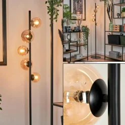 hofstein Lampadaire - Verre Remaisnil Ambre, 5 lumières