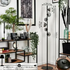 hofstein Lampadaire - Verre Remaisnil Clair, Fumé, 6 lumières