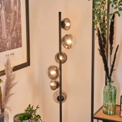 hofstein Lampadaire - Verre Remaisnil Clair, Fumé, 6 lumières