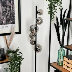 hofstein Lampadaire - Verre Remaisnil Fumé, 6 lumières