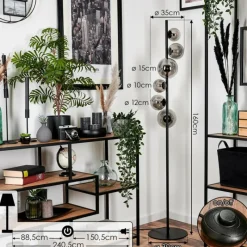 hofstein Lampadaire - Verre Remaisnil Fumé, 6 lumières