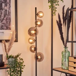 hofstein Lampadaire - Verre Remaisnil Fumé, 6 lumières