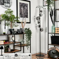 hofstein Lampadaire - Verre Remaisnil Clair, Fumé, 6 lumières