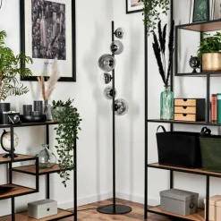 hofstein Lampadaire - Verre Remaisnil Clair, Fumé, 6 lumières