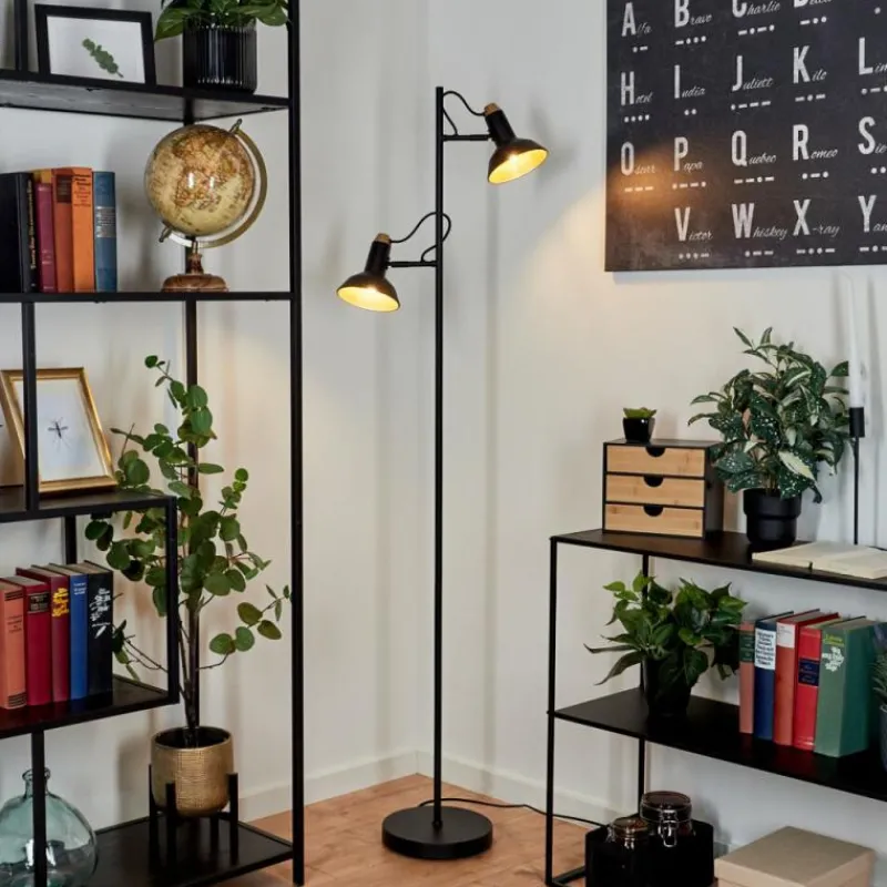 Lampes Dorées-hofstein Lampadaire Vouzy Noir, 2 lumières