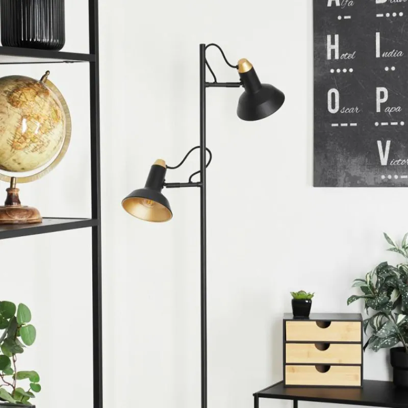 Lampes Dorées-hofstein Lampadaire Vouzy Noir, 2 lumières