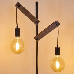 Lampes Industrielles-hofstein Lampadaire Aarhus Bois foncé, Noir, 2 lumières