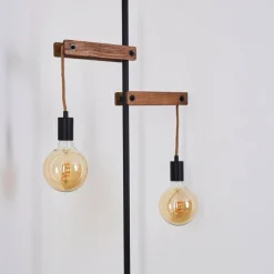 Lampes Industrielles-hofstein Lampadaire Aarhus Bois foncé, Noir, 2 lumières