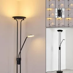 hofstein Lampadaire Abiqua LED Noir, 2 lumières