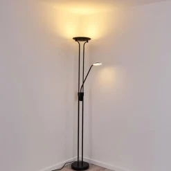 hofstein Lampadaire Abiqua LED Noir, 2 lumières