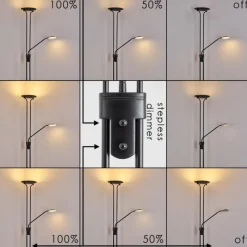 hofstein Lampadaire Abiqua LED Noir, 2 lumières