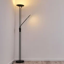hofstein Lampadaire Abiqua LED Noir, 2 lumières