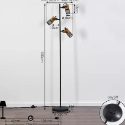 hofstein Lampadaire Agrons Noir, 3 lumières