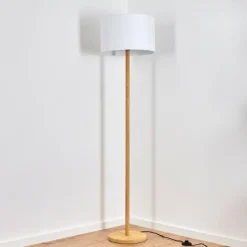 Lampes En Tissu-hofstein Lampadaire Akrema Écru, Noir, 1 lumière