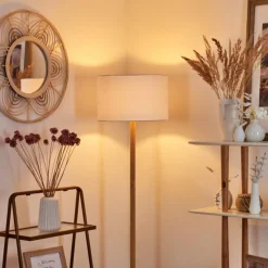 Lampes En Tissu-hofstein Lampadaire Akrema Écru, Noir, 1 lumière