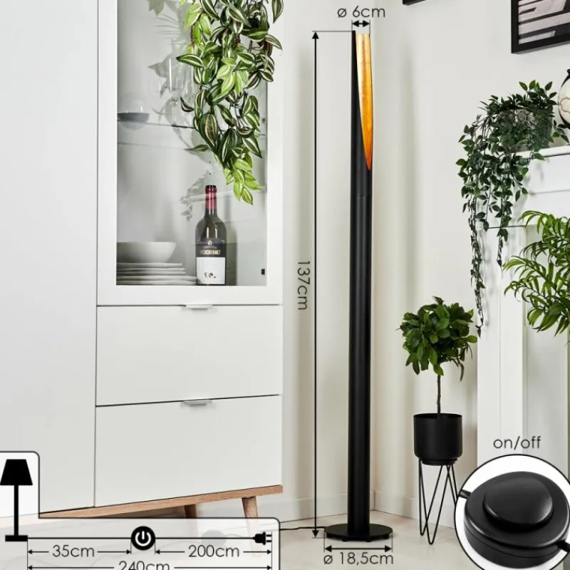 Lampes Dorées-hofstein Lampadaire Aleman LED Or, Noir, 1 lumière