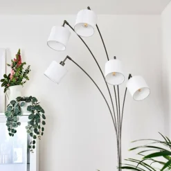 Lampes En Tissu-hofstein Lampadaire Alsen Nickel mat, 5 lumières