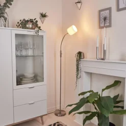 Lampes En Tissu-hofstein Lampadaire Alsen Nickel mat, 1 lumière