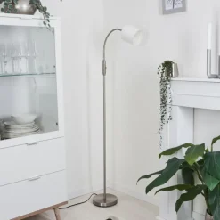 Lampes En Tissu-hofstein Lampadaire Alsen Nickel mat, 1 lumière