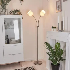 Lampes En Tissu-hofstein Lampadaire Alsen Nickel mat, 2 lumières