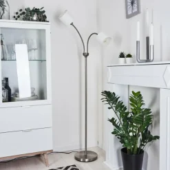 Lampes En Tissu-hofstein Lampadaire Alsen Nickel mat, 2 lumières