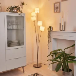 Lampes En Tissu-hofstein Lampadaire Alsen Nickel mat, 5 lumières