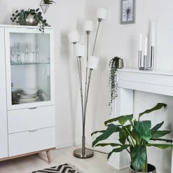 Lampes En Tissu-hofstein Lampadaire Alsen Nickel mat, 5 lumières